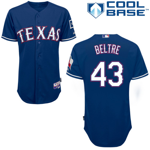 Engel Beltre #43 MLB Jersey-Texas Rangers Men's Authentic Alternate Blue 2014 Cool Base Baseball Jersey